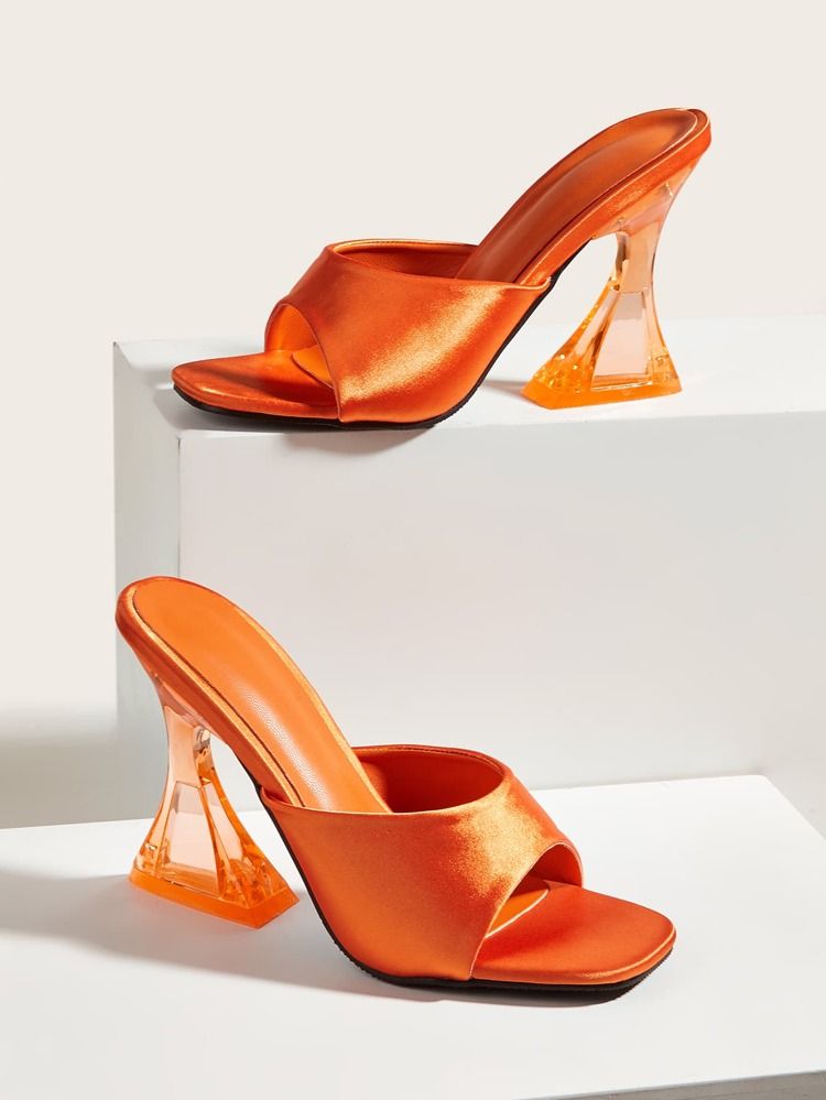 Clear Sculptural Heeled Mule Sandals | SHEIN