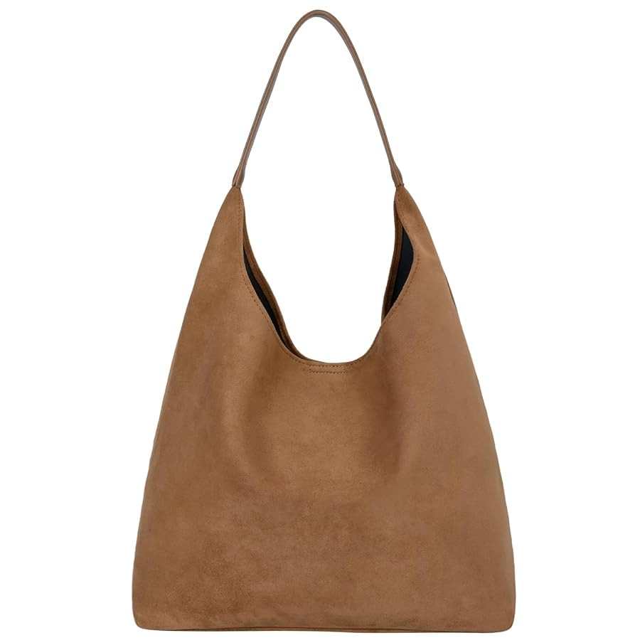 Suede Hobo Tote Bag for Women Stylish Slouchy Shoulder Bag Soft Leather Handbag Suede Purses for ... | Amazon (US)