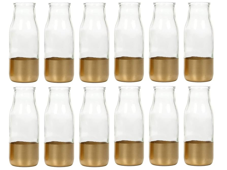 Hosley Set of 12, Glass Gold Dip Glass Bottle, 5.5" High. Ideal Gift for Wedding, Floral/Floor Va... | Amazon (US)