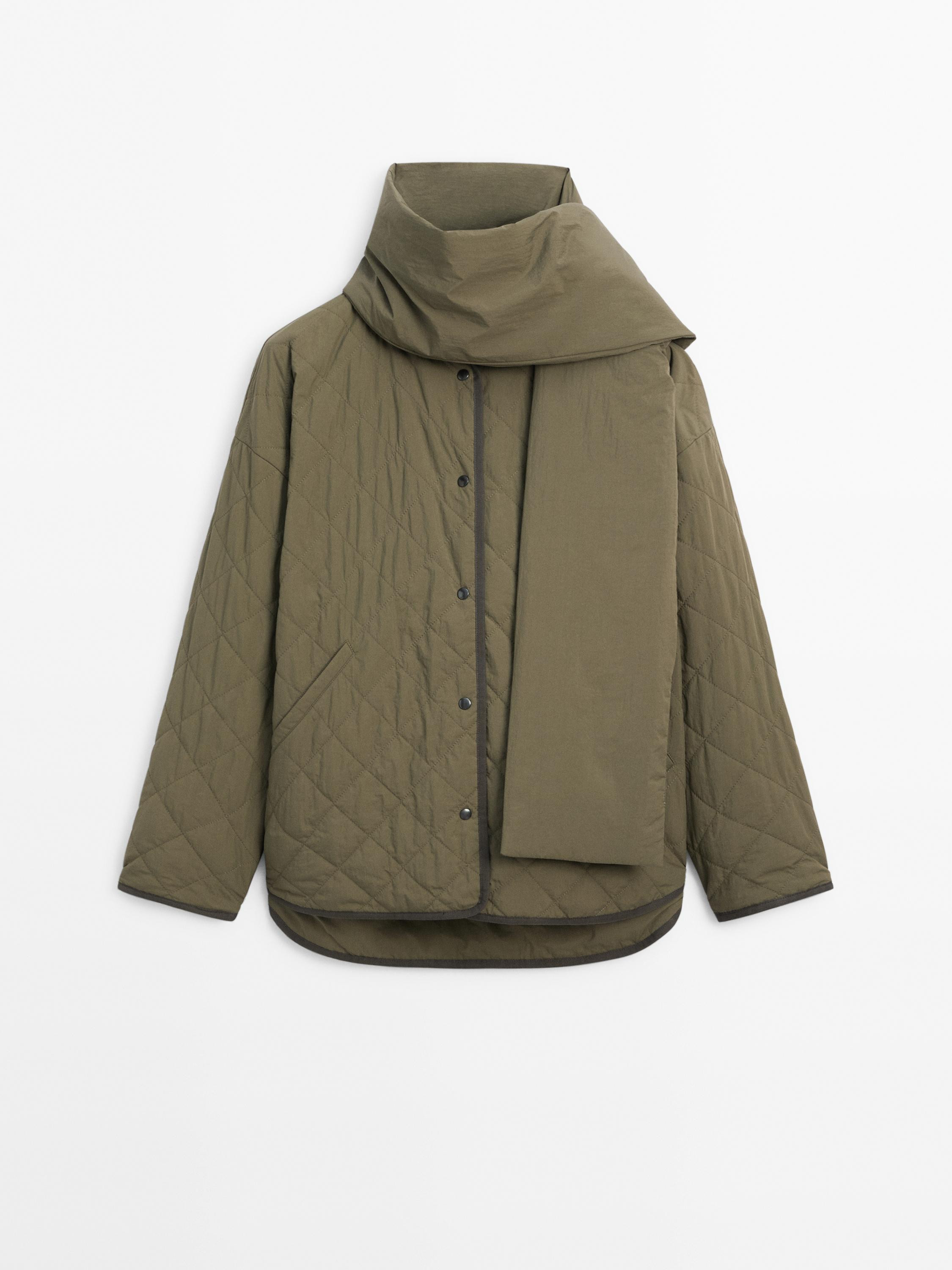 Diamond quilted jacket with scarf | Massimo Dutti UK