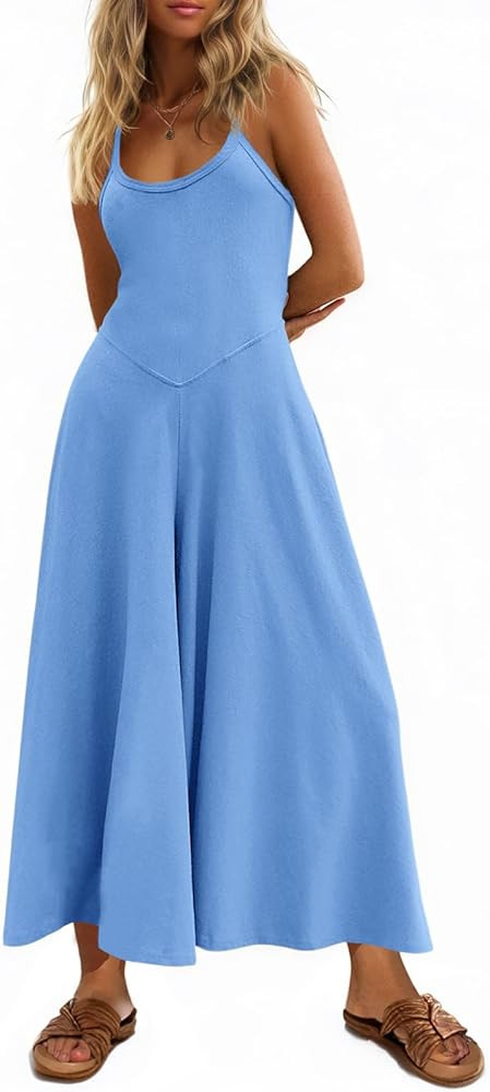 Cicy Bell Womens Casual Wide Leg Jumpsuits Summer Spaghetti Strap Sleeveless Cut Out Loose Long P... | Amazon (US)