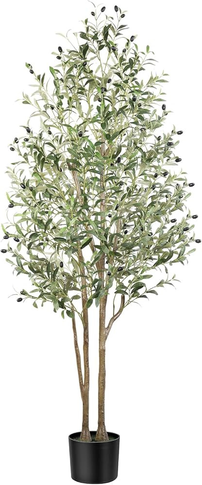 Alupssuc 6FT Artificial Olive Tree, Fake Olive Tree with Lifelike Olive Leaves, Faux Olive Tree I... | Amazon (UK)