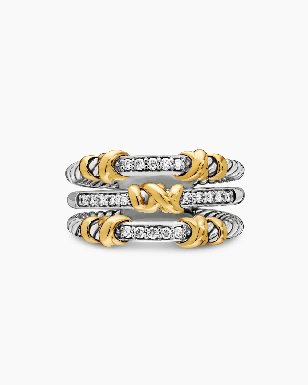 David Yurman | Petite Helena Wrap Three Row Ring in Sterling Silver with 18K Yellow Gold and Diam... | David Yurman