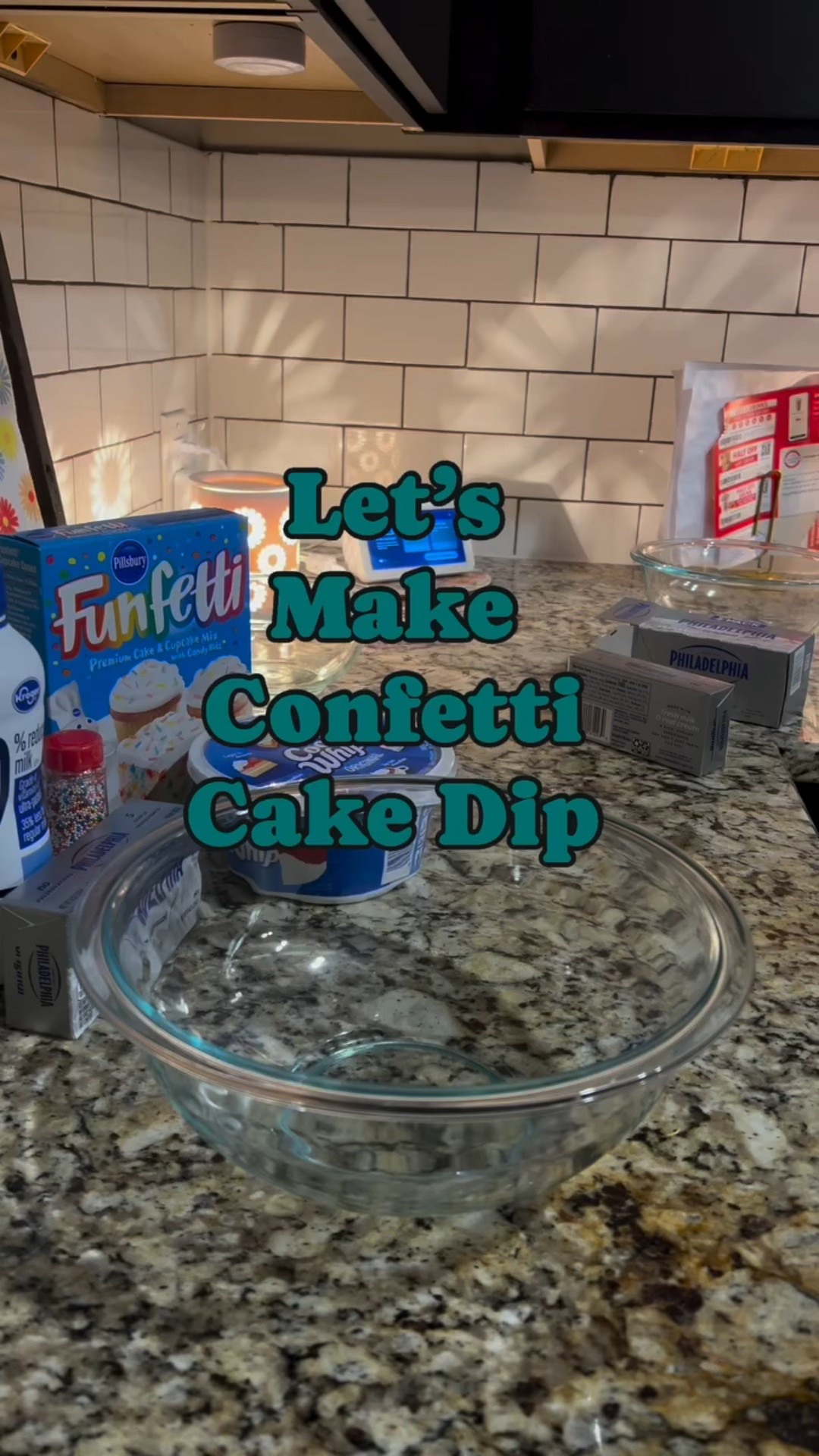 made some yummy confetti dip. ✨🎉🎂🩵

Mix cream cheese, cake mix & 1/3 cup of milk
fold in cool whip & top with sprinkles.
Enjoy with teddy grahams & pretzels 💖

#dessert #recipeshare #recipevideo #pillsbury

#LTKFamily #LTKHome #LTKKids