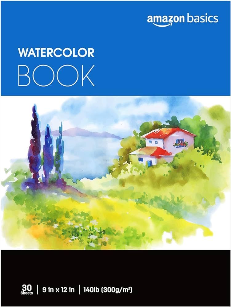 Amazon Basics Watercolor Pad, 9"x12", 140 lb / 300 gsm, 30 Sheets, White | Amazon (US)