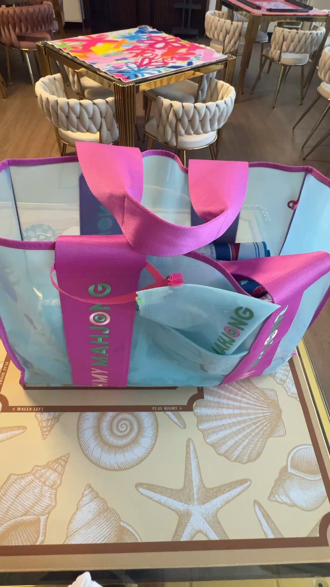Jelly tote bag for mahjong - quick glance at what it can fit.

Case Mate bag has the coordinating tile and rack bags. And will give you a 20% off code when you sign up for emails.

Oh My Mahjong strap is more durable, but no matching tile/rack bag. And code PINKLOTUS gets you 10% off

#LTKootd #LTKgrwm #LTKSeasonal