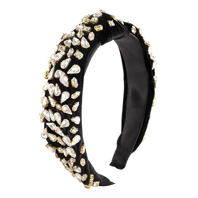 CENAPOG Rhinestone Knotted Headband for Women Sparkly Crystal Embellished Hairbands Twist Turban ... | Amazon (US)