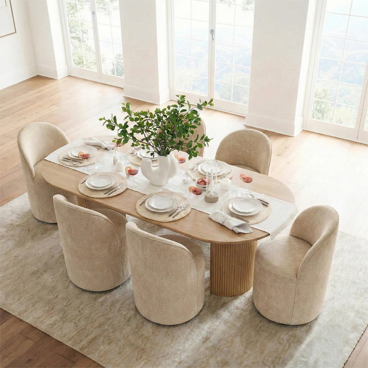 6 - Person Dining Table Sets With Oval Table & 6 Upholstered Chairs | Wayfair North America