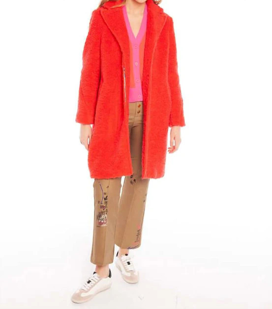 Mara Coat In Orange Teddy | Shop Simon