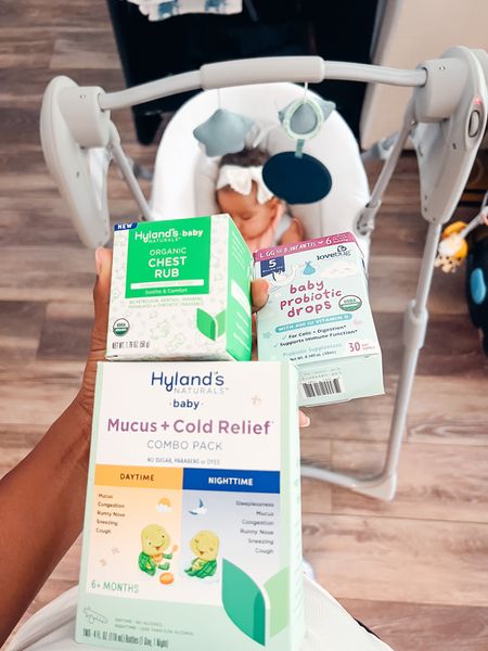 Baby Cold must haves! We love Hyland Baby products and this lightweight baby swing! When the little ones are sick we try to ease the burden on their little bodies the best we can! These probiotics have been with us since day one! Great for infant gut health and especially while they are Sick! 

#LTKfamily #LTKbaby #LTKbump