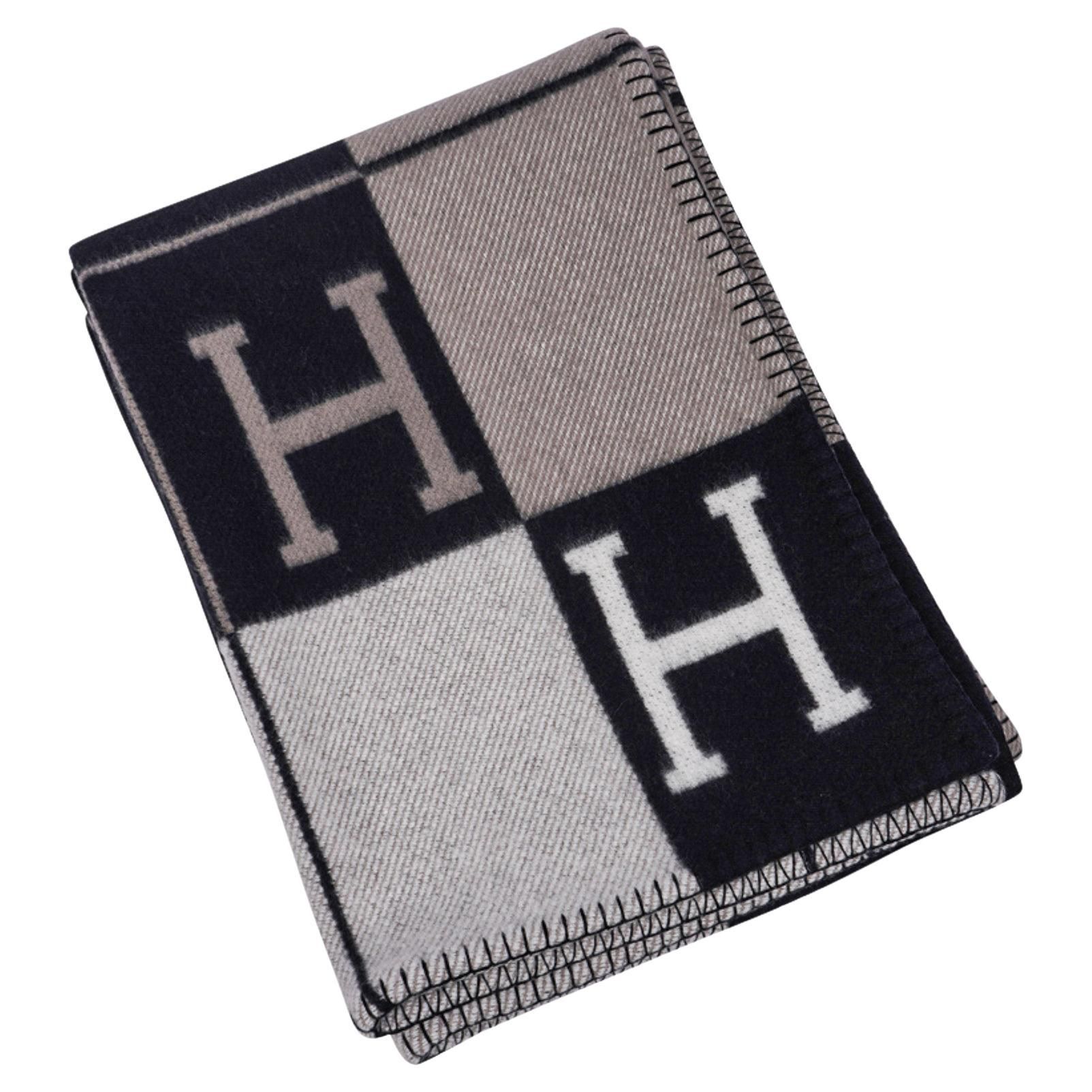 Hermes Blanket Avalon III Black/ Ecru Throw Blanket New | 1stDibs
