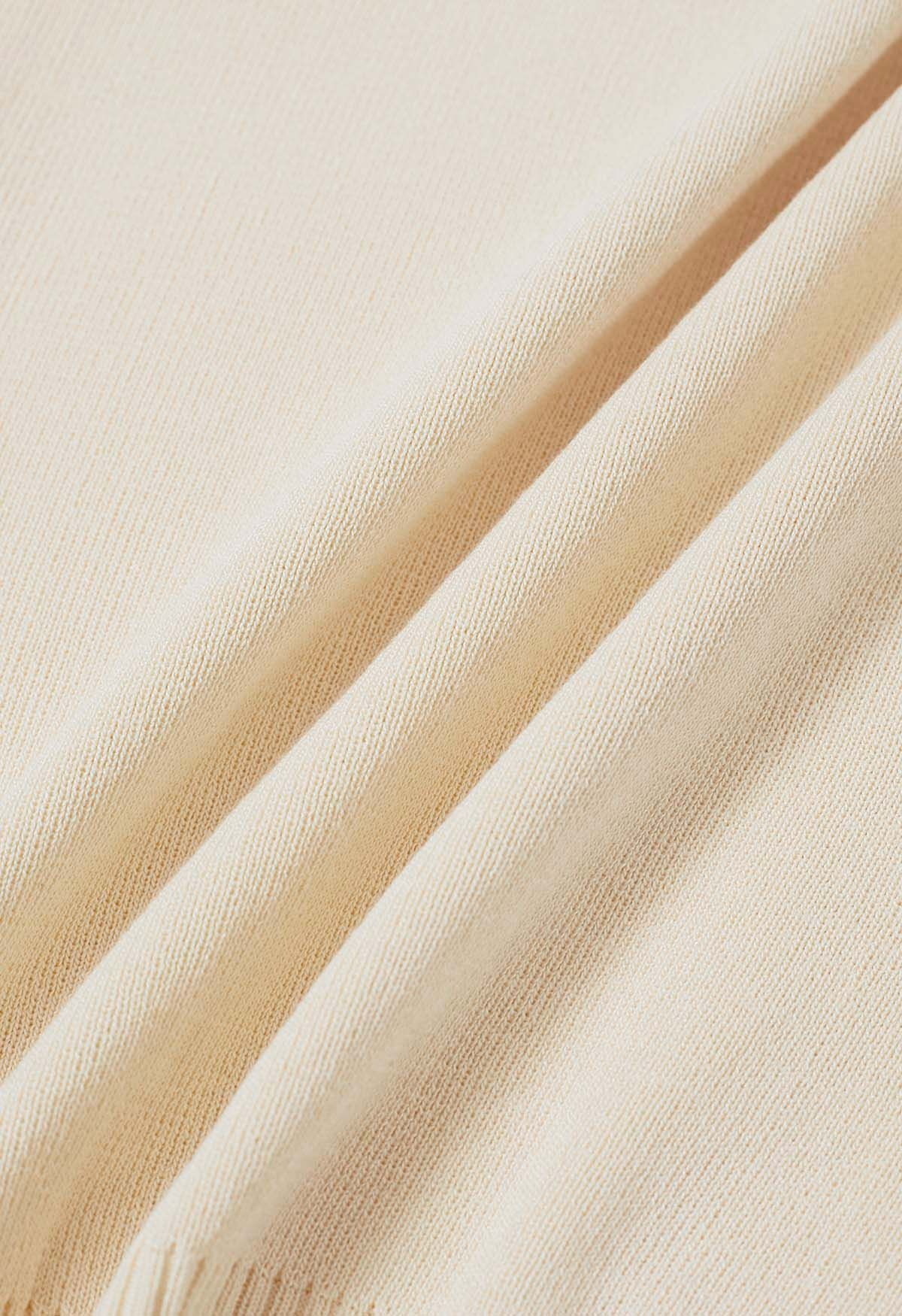 Tie-Back Sleeveless Rib Knit Top in Cream | Chicwish