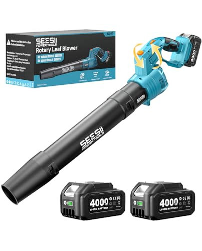 SEESII Leaf Blower Cordless, Rotated 180° Electric Leaf Blower with 2 * 4.0Ah Batteries and Charger, 550CFM 150MPH Lightweight Blower with 5 Speed Mode for Lawn Care, Yard, Patio & Outdoor Use | Amazon (US)