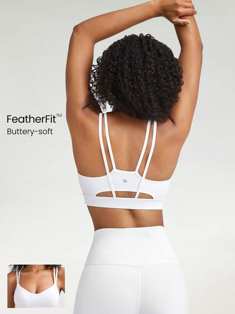 GLOWMODE Sutiã Esportivo Com Dupla Alça Em Formato De Coração FeatherFit™, De Baixo Impacto, Para Ioga E Uso Diário | SHEIN