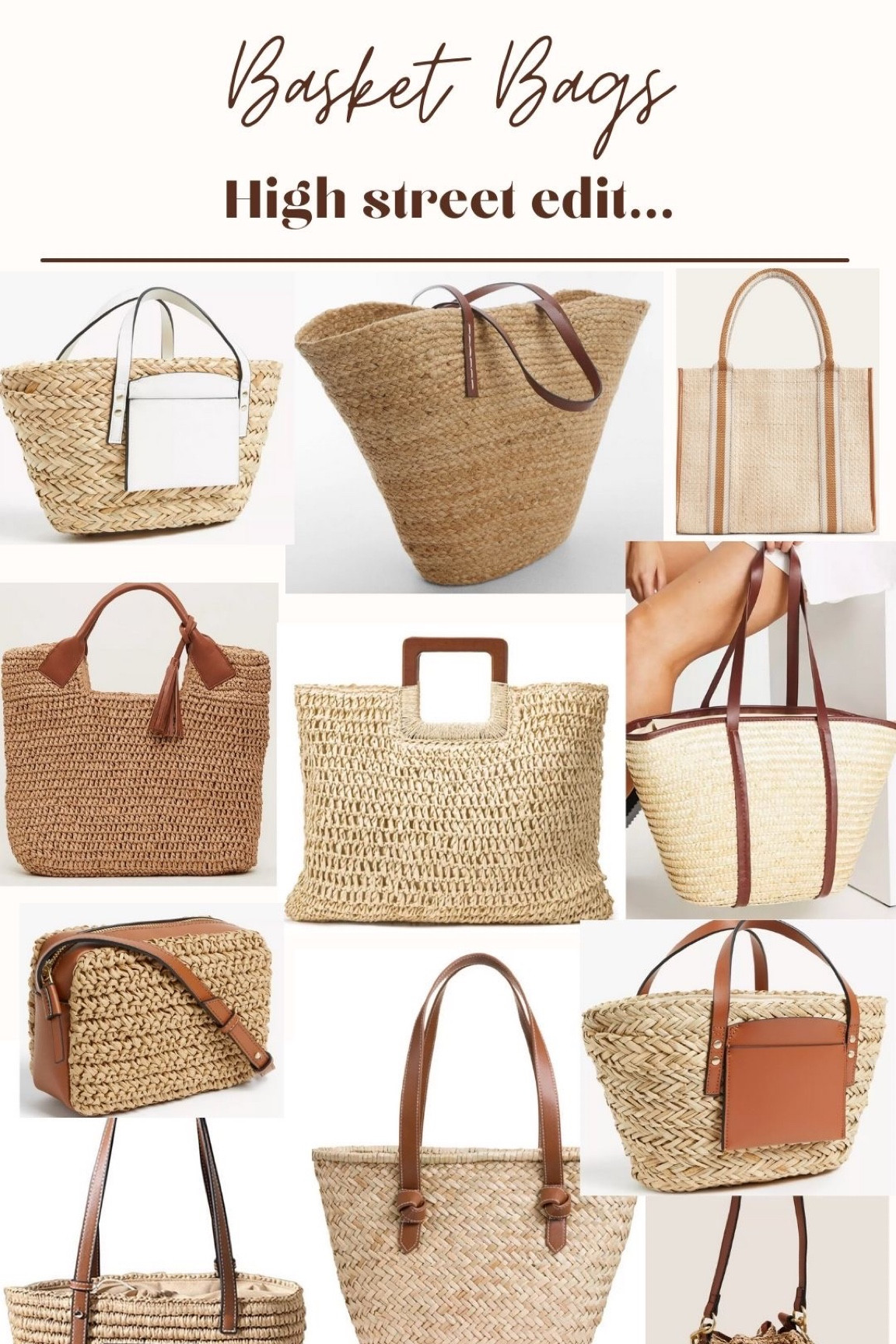 High street basket bags 🤍🤎 #Highstreet #Basketbags #Wovenbags #Under50 #under100 

#LTKitbag #LTKunder100 #LTKunder50