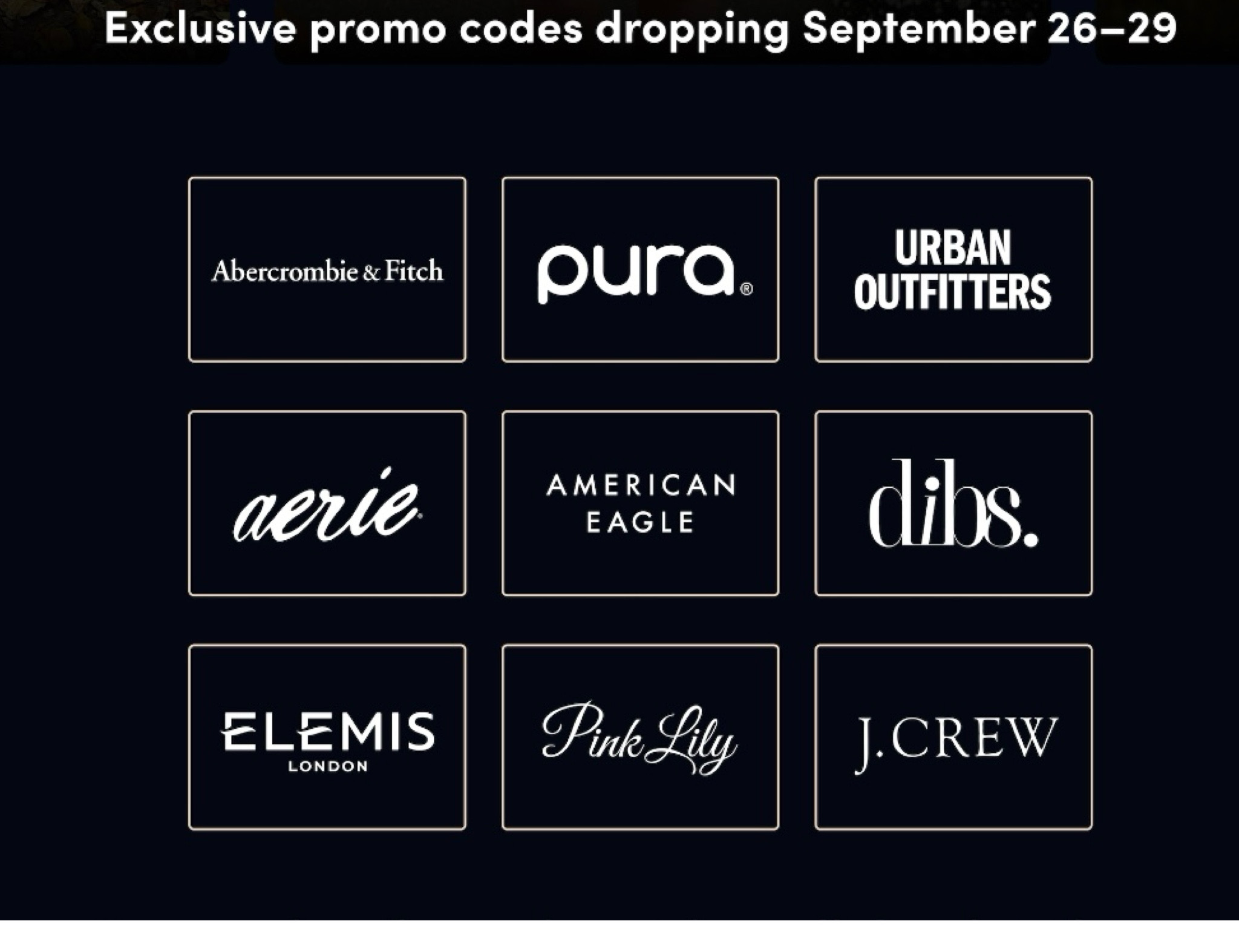 LTK SALE is here!

Click below to start shopping these brands with their specific discounts!

Once you clicked an item to start shopping, hit the copy promo button, then shop now and once you’re done adding everything to cart, you can paste the code at checkout!

Abercrombie: 20% off sitewide
Pura: 25% off sitewide
Urban Outfitters: 25% off sitewide
Aerie: 20% off sitewide
American Eagle: 20% off sitewide
Dibs Beauty: 20% off sitewide
Elemis: 25% off select products
Pink Lily: 30% off sitewide
J.Crew/ 25% off sitewide
Happy sale shopping!!


#LTKFallSale #LTKSeasonal #LTKSaleAlert