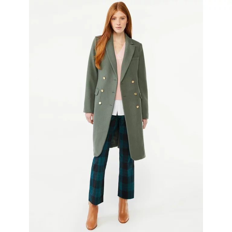 Free Assembly Women's Double Breasted Coat, Midweight - Walmart.com | Walmart (US)