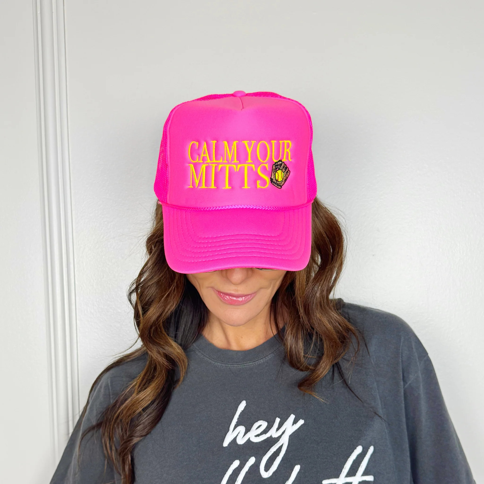 Softball Calm Your Mitts Trucker Hat | Poppy & Pine