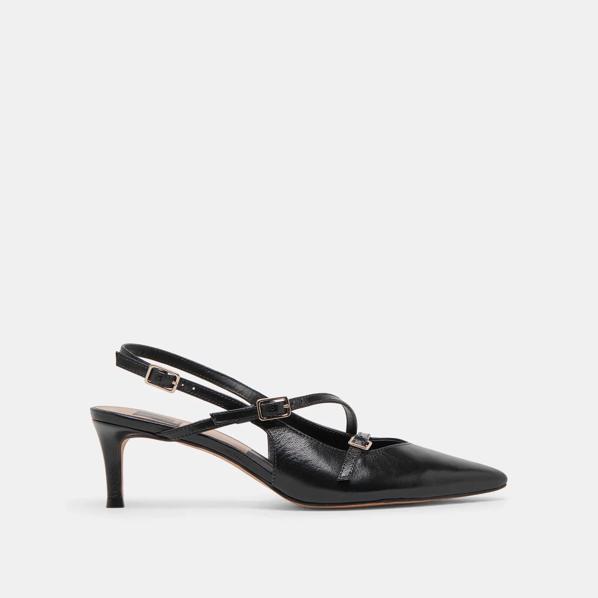 PAMLA MID WIDE HEELS MIDNIGHT CRINKLE PATENT | DolceVita.com
