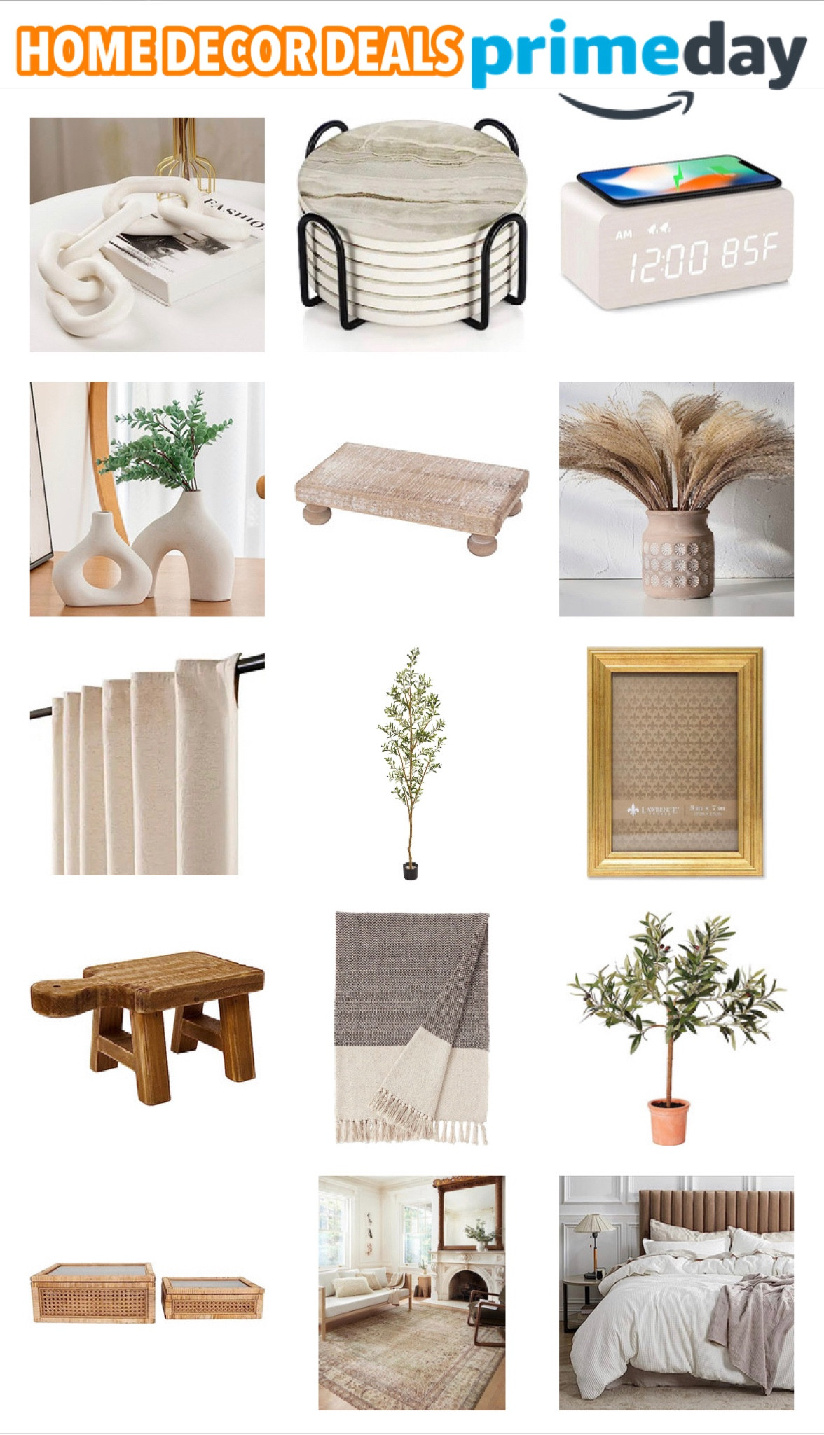 amazon prime day deals 📦💗 home decor edition! bedding, area rugs, decorative storage, picture frames, curtains, throw blanket, faux plants, faux trees, olive tree, digital clock, alarm clock, phone charging clock, decorative vases, floral vase, coasters, table decor, shelf decor, kitchen decor, decorative trays, amazon finds, amazon home finds, amazon deals, amazon sale, aesthetic decor, neutral decor 

#LTKhome #LTKxPrimeDay #LTKU