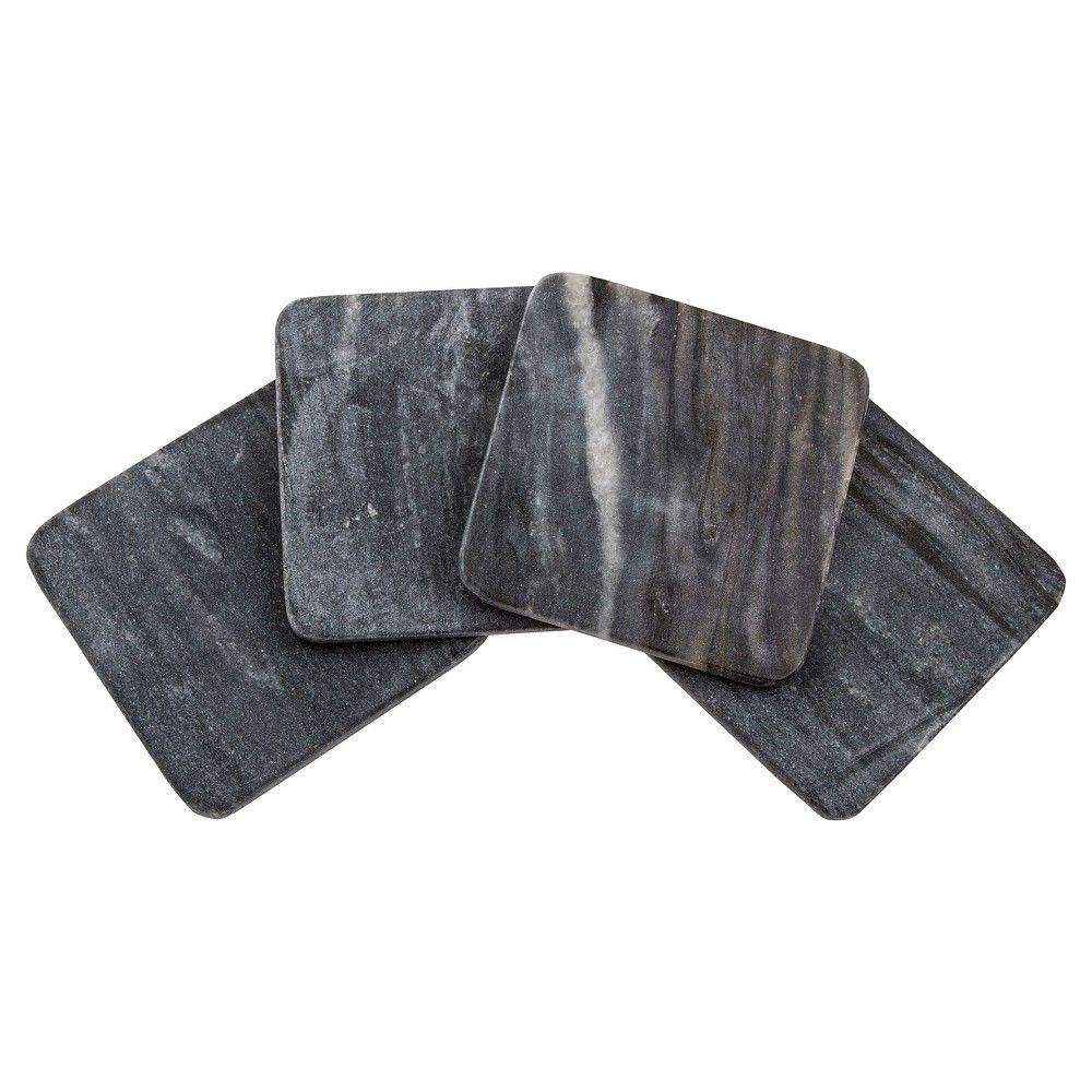 Thirstystone Square Black Marble Coasters Set of 4 | Target