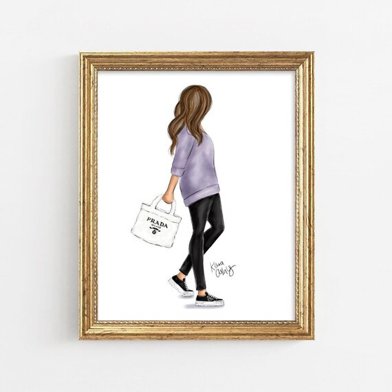 Furry Shopper  Art Print Fashion Illustration by Kara Ashley - Etsy | Etsy (US)