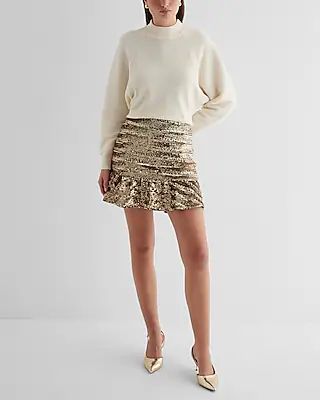 Super High Waisted Sequin Striped Peplum Mini Skirt | Express