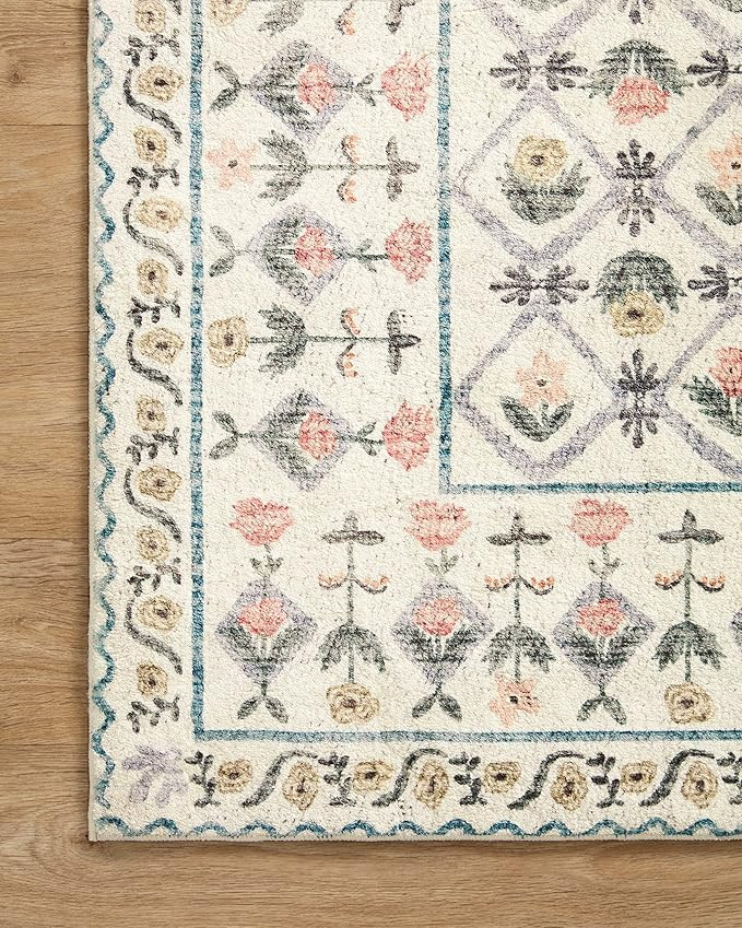 Rifle Paper Co. x Loloi Eden Collection EDE-03 Lattice Ivory 5'-0" x 7'-6" Area Rug | Amazon (US)