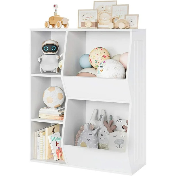 Homfa 5 Cube Kids' Bookcase, Children's Toy Storage Cabinet, Toddlers' Wide Bookshelf, White Fini... | Walmart (US)