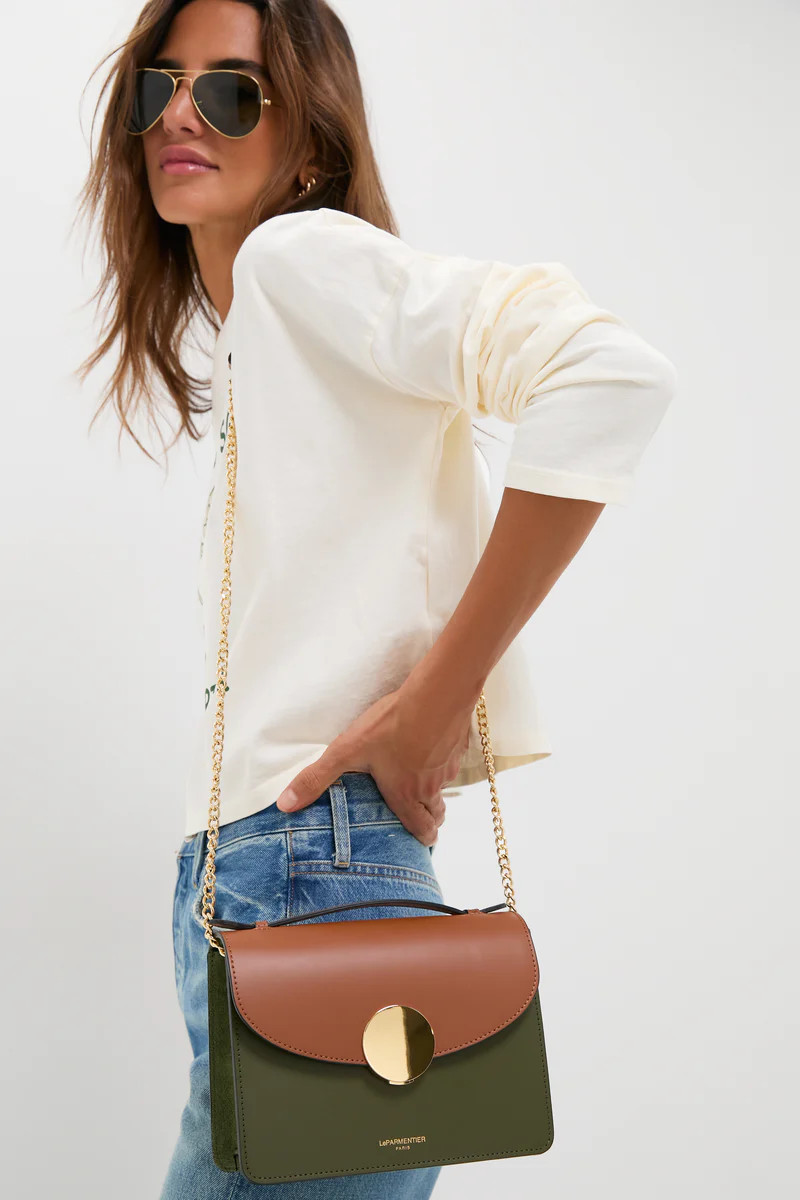 Caramel and Military Green Ondina Medium Color-Block Bag | Tuckernuck (US)