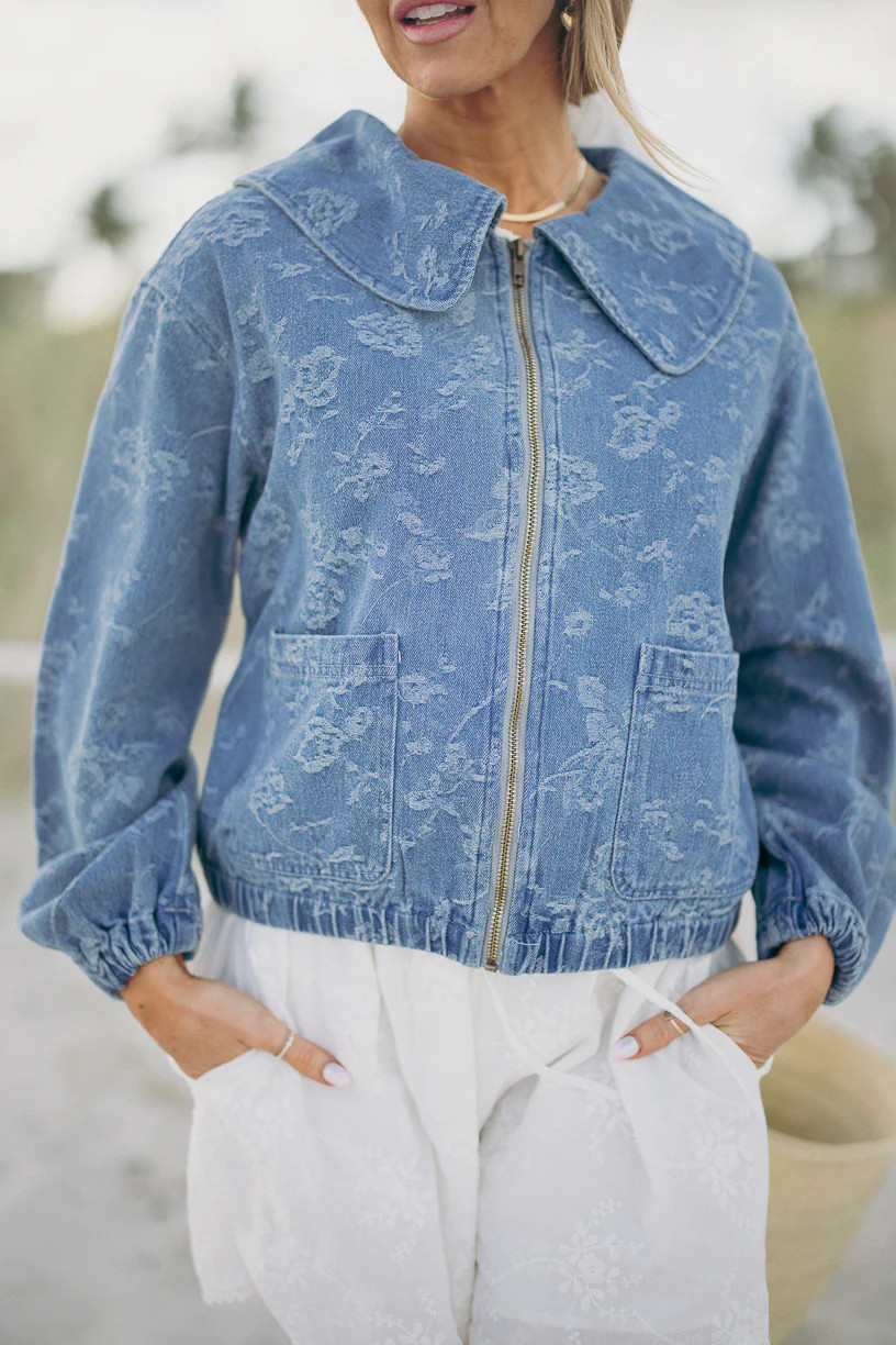 Josie Bomber Jacket in Floral Denim - FINAL SALE | Ivy City Co
