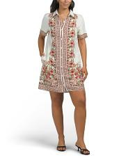 short sleeve button front mini shirt dress | TJ Maxx