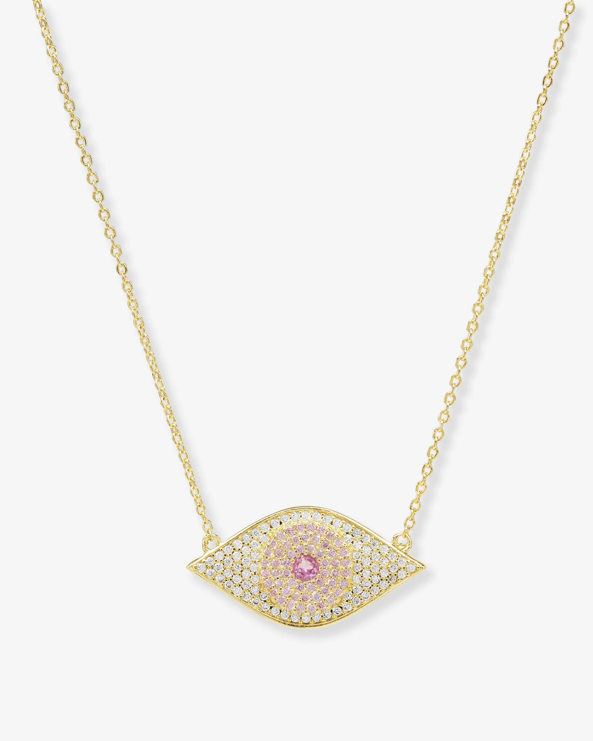 Rose Evil Eye Necklace - Gold|Pink Sapphire | Melinda Maria Jewelry