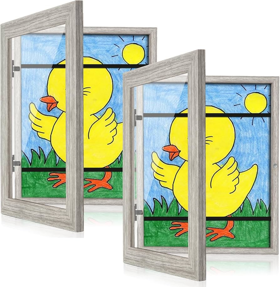 [2-Pack] Kids Art Frames, 8.5x11 Front Opening Kids Artwork Frames Changeable, Grey Wood Grain Ar... | Amazon (US)