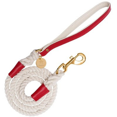 PoisePup - Luxury Pet Dog Leash - Soft Premium Italian Leather and 100% Natural Cotton Rope Leash - Melting Hearts | Target