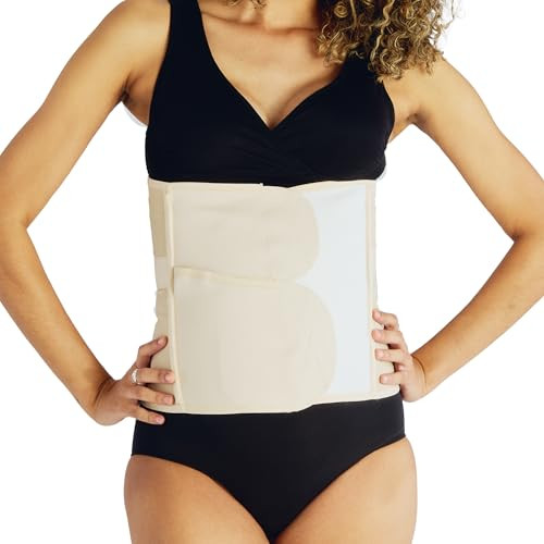Belly Bandit Luxe Postpartum Belly Wrap - Adjustable Abdominal Binder with Five Levels of Targeted Compression for Recovery - Supports Core and Waist After C-Section or Natural Birth - Nude, Small | Amazon (US)