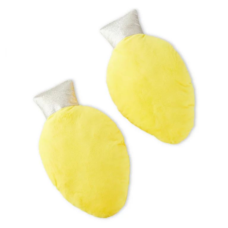 Holiday Time Christmas 15 inch Yellow C9 Bulb Decorative Pillows Plush, 2-pack | Walmart (US)