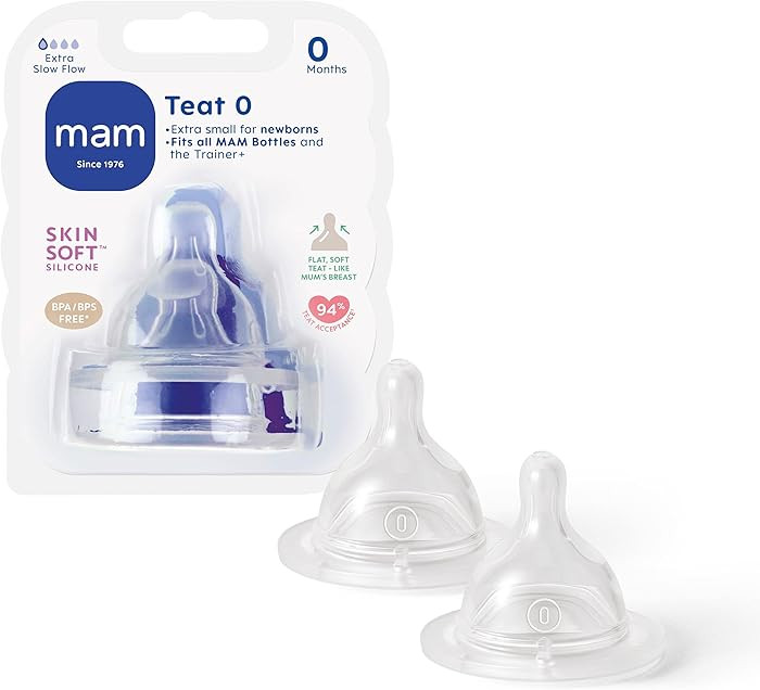 MAM Teats Size 0 | 2 Pack | Extra-Slow Flow | Fits All MAM Bottles | Made from SkinSoft Silicone ... | Amazon (UK)
