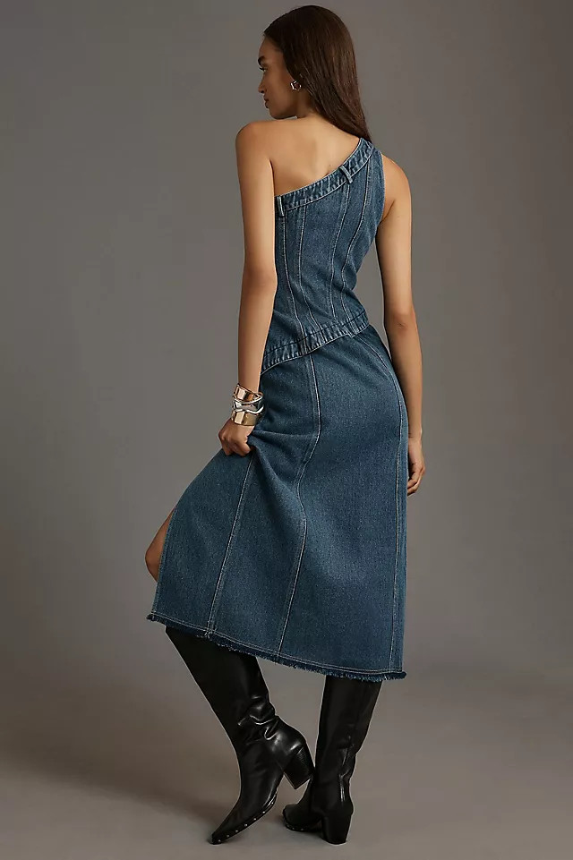 Forever That Girl Camila One-Shoulder Denim Midi Dress | Anthropologie (US)