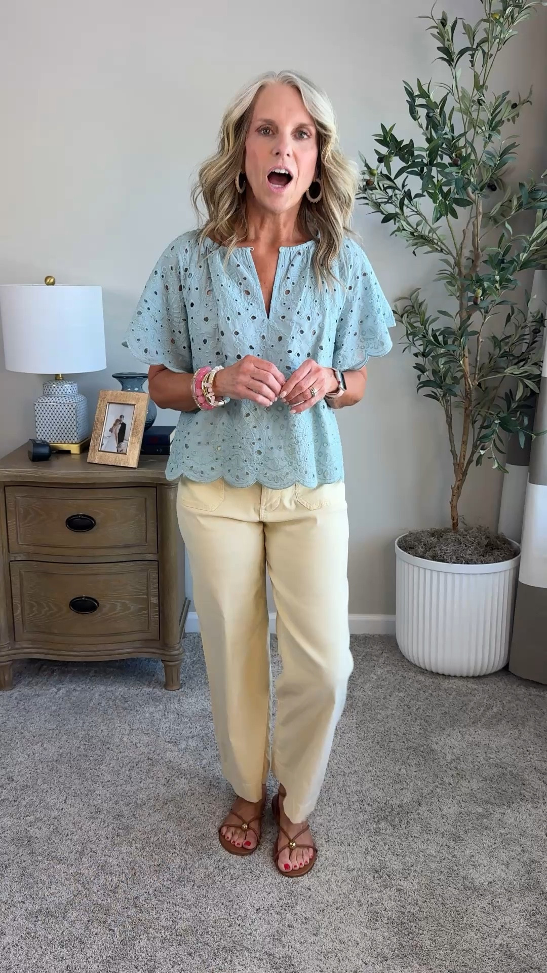 What a cute combination. Wearing XS top and 27 pants. And let me just be the (not) the first to say that they are SO COMFORTABLE. 

#LTKootd #LTKdayinmylife #LTKOver40