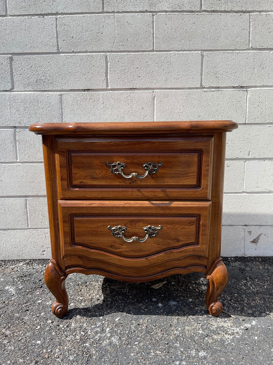 Antique Nightstand French Provincial 2 Drawer Wood Bedside Table Vintage Bedroom Storage Hollywoo... | Etsy (US)