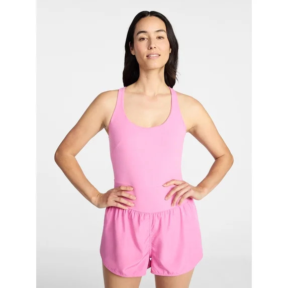 Avia Women's Cross Back Active Buttersoft Romper, Sizes XS-4X | Walmart (US)