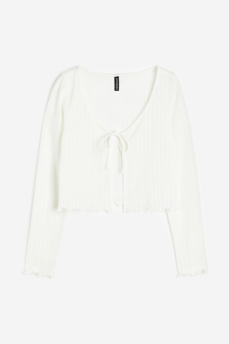 H & M - Tie-front Cardigan - White | H&M (US + CA)