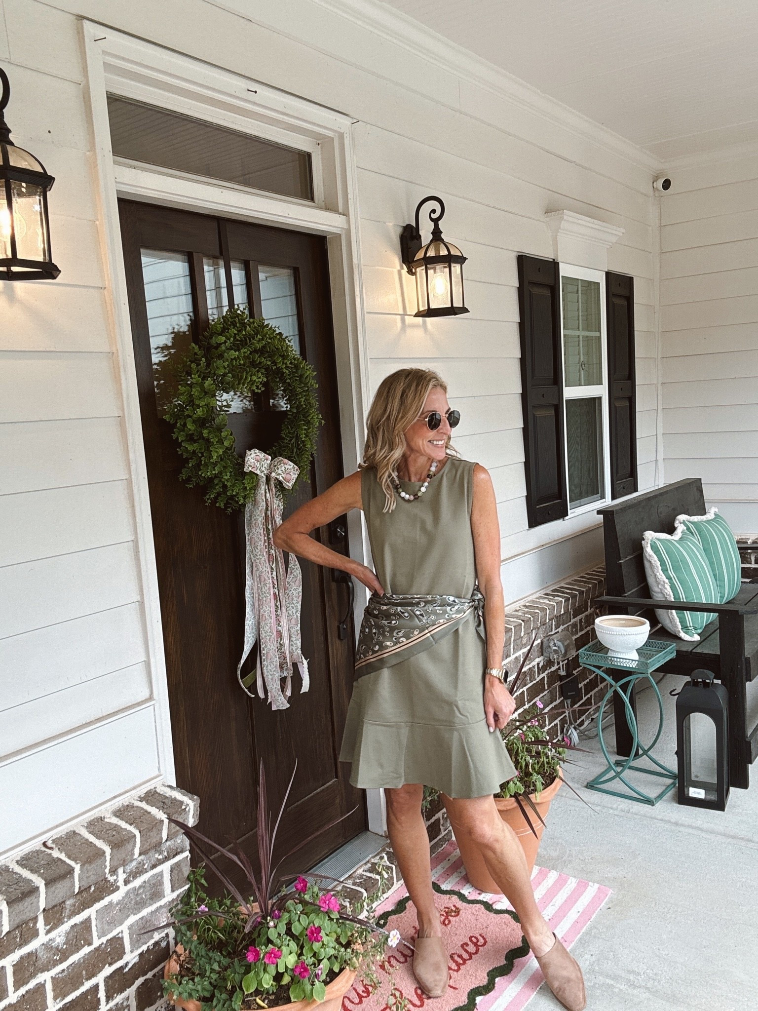 Ponte Mini flounce dress from @loft is super soft and stretchy with an impeccable. Taylor design looks great styled with a scarf comes into colors wearing a size extra small.  

On sale 40% off plus use your teacher discount for more!!