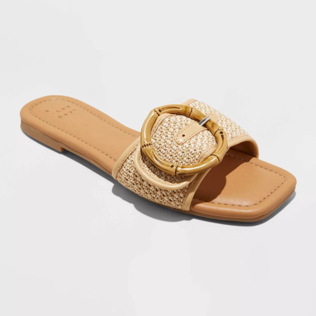 Women's Bennie Buckle Slide Sandals with Memory Foam Insole - A New Day™ Beige 10 | Target
