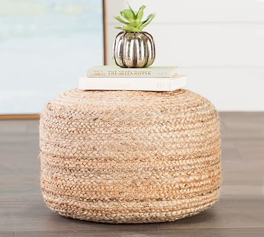 Round Hand Braided Jute Pouf | Pottery Barn (US)