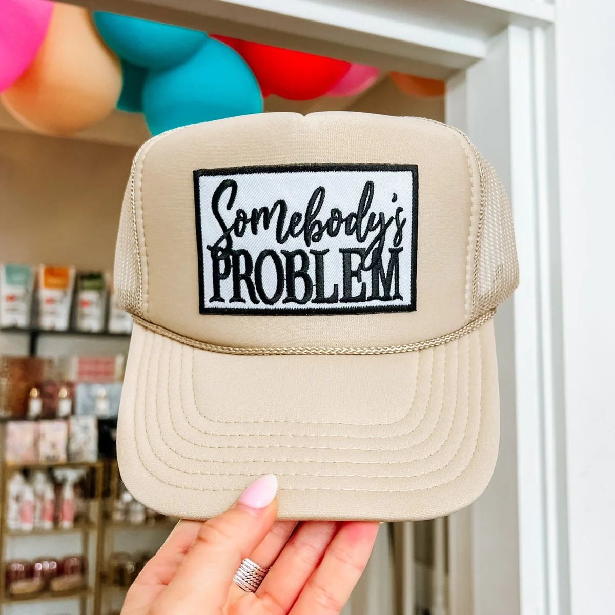 Somebody's Problem Trucker Hat - Khaki | Southern Roots