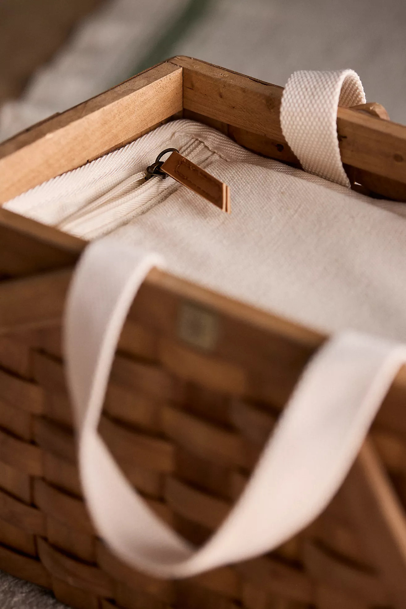 Woven Wood Personal Picnic Basket | Anthropologie (US)