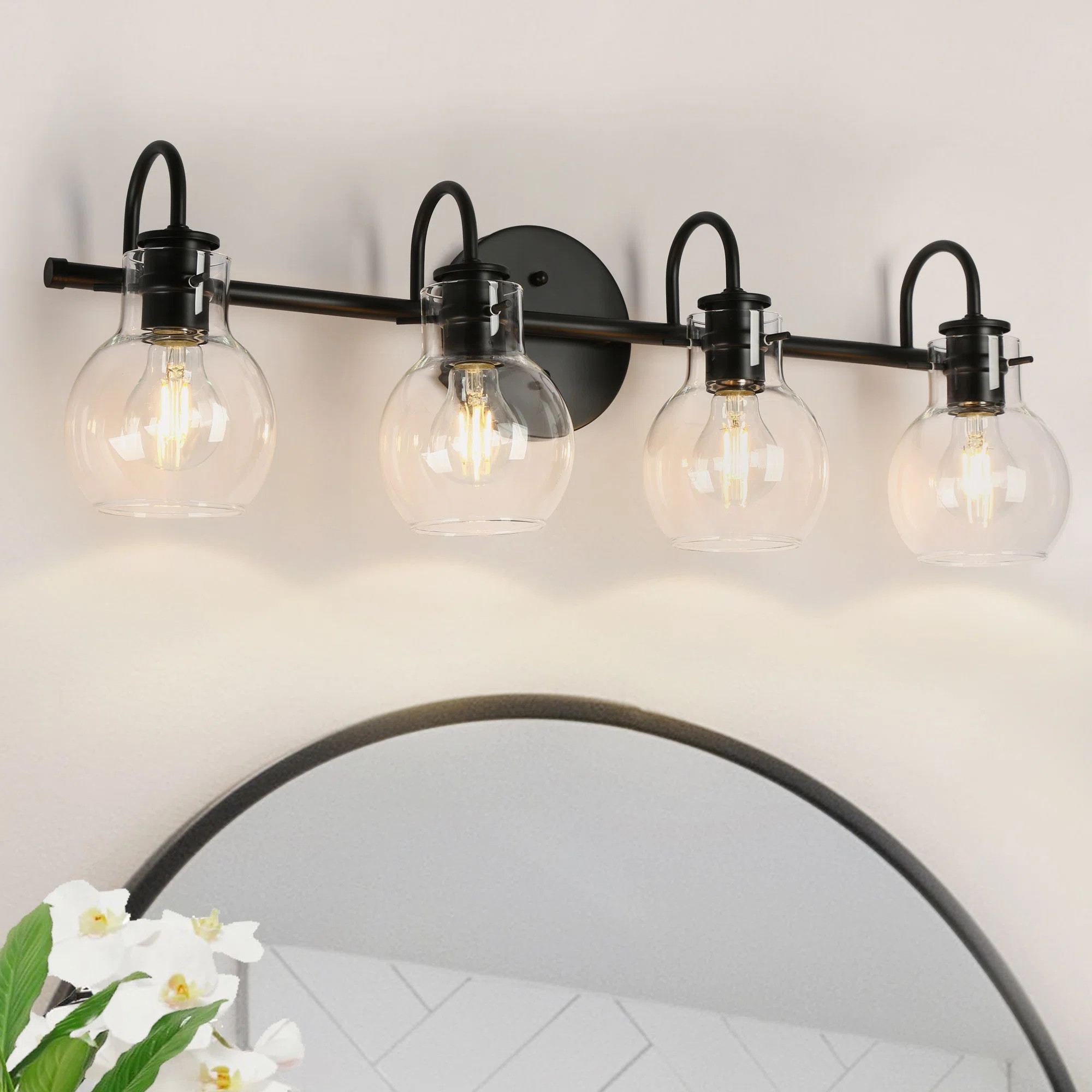 Sia 4 - Light 28.5'' W Dimmable Matte Black Vanity Light ETL Certified | Wayfair North America