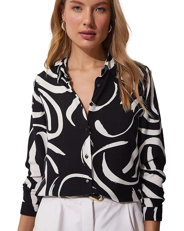 Blouses for Women Fashion, Long Sleeve Button Down Shirts Dressy Casual Tops | Amazon (US)